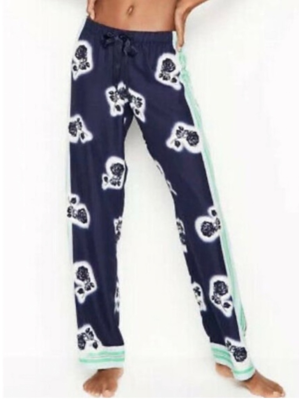 LN Victoria's Secret Afterhours Blue Floral Satin Pajama Pants Small